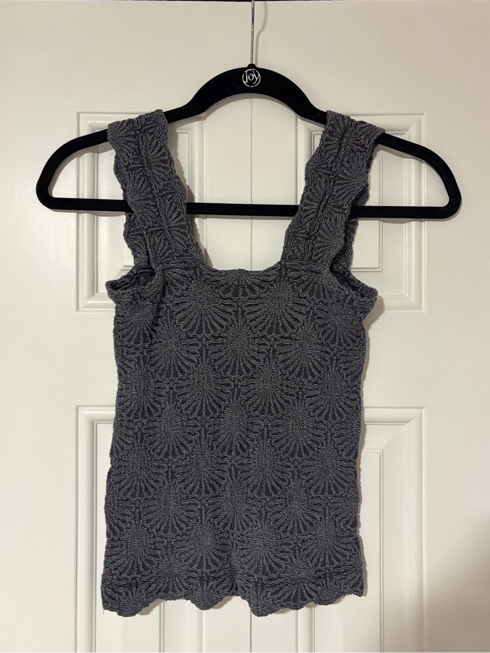 Free People Charcoal Gray Textured Square Neck Tank - Picture 3 of 3